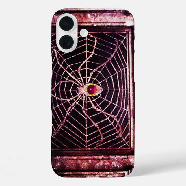 SPIDER AND WEB Red Pink Ruby Black Case-Mate iPhone Case (Back)