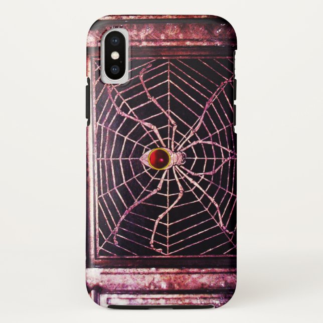 SPIDER AND WEB Red Ruby Black Case-Mate iPhone Case (Back)