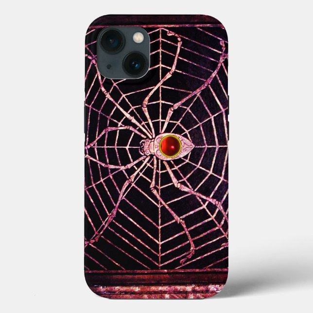 SPIDER AND WEB Red Ruby Black Case-Mate iPhone Case (Back)