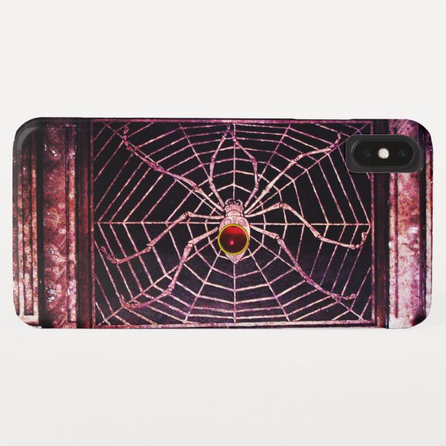 SPIDER AND WEB Red Ruby Black Case-Mate iPhone Case (Back (Horizontal))