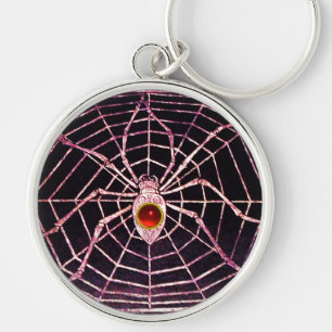 SPIDER AND WEB Red Ruby Black Key Ring