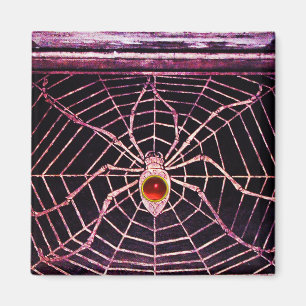 SPIDER AND WEB Red Ruby Black Magnet