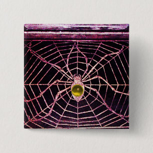 SPIDER AND WEB Yellow Topaz Black 15 Cm Square Badge