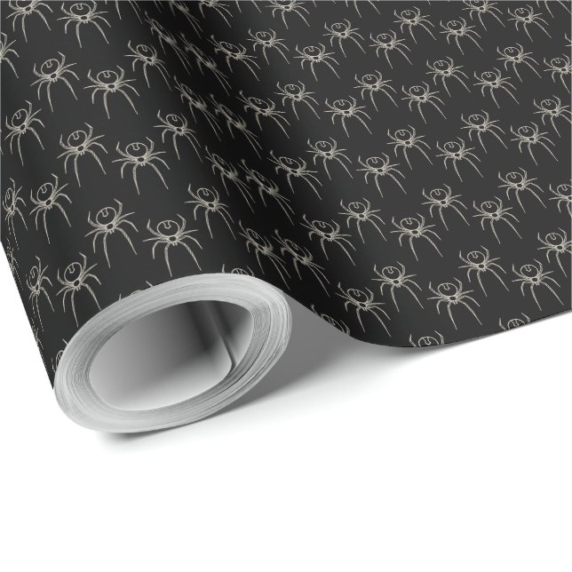 Spider - Bat Black and Bone White Wrapping Paper (Roll Corner)