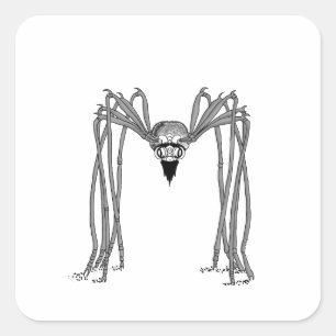 spider . black and white square sticker