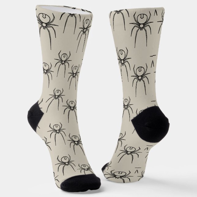 Spider - Bone White and Bat Black Socks (Angled)