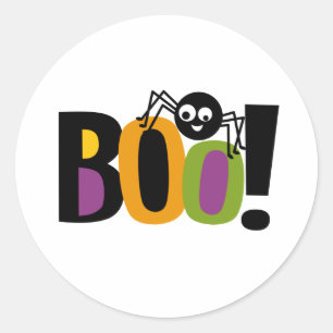 Spider BOO Halloween Classic Round Sticker