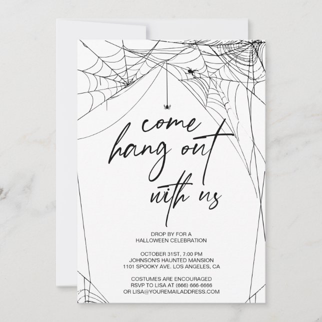 Spider Come Hang Halloween Party Invitation (Front)