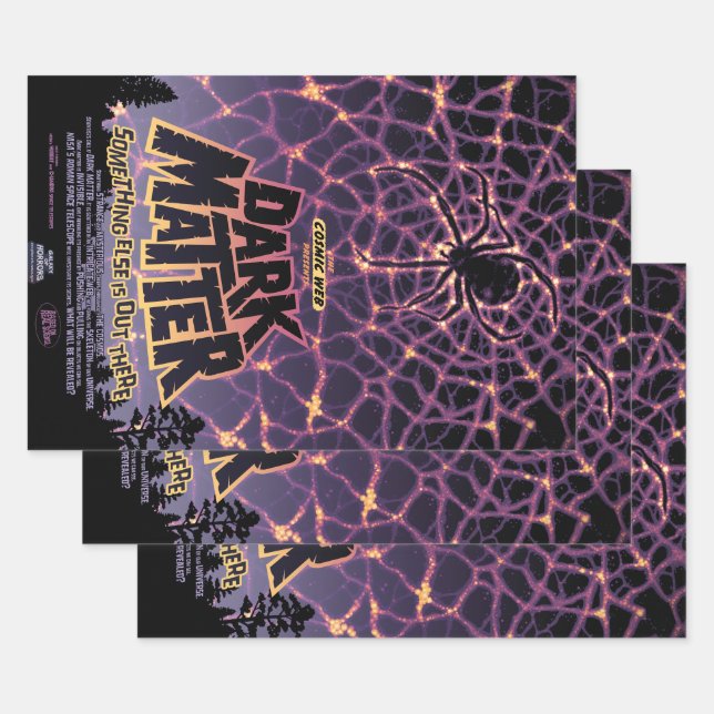 Spider Cosmic Web, Halloween Galaxy of Horrors Wrapping Paper Sheet (Set)