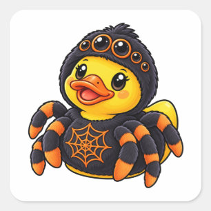Spider Costume Rubber Duck Halloween Square Sticker