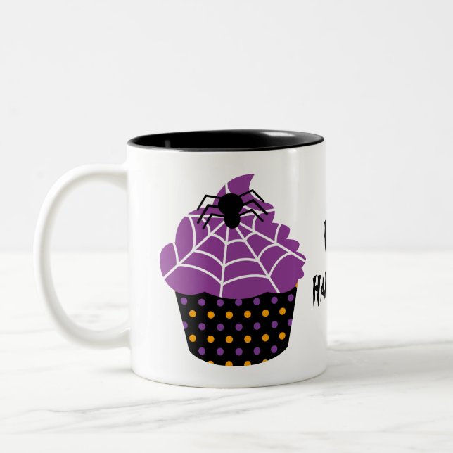Spider cupcake Halloween Two-Tone Coffee Mug (Left)