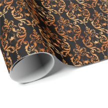 Spider Damask Copper Black Halloween Pattern