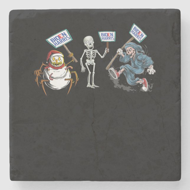 Spider |Dead skull Running Skeleton Snowman Spider Stone Coaster (Front)