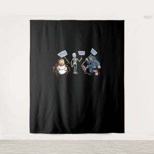 Spider Dead skull Running Skeleton Snowman Spider Tapestry