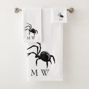 Spider Design Monogrammed Bath Towel Set