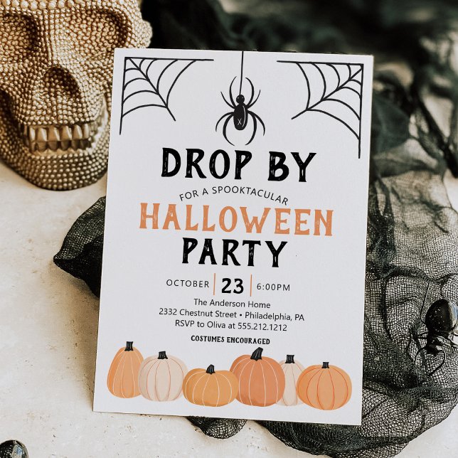 Spider Drop By Funny Halloween Party Invitation (Creator Uploaded)