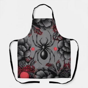Spider Floral design Gothic style Apron