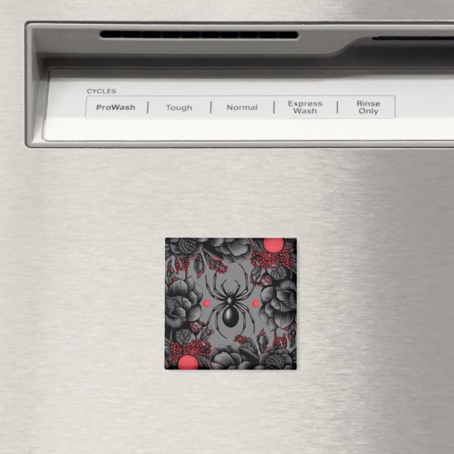Spider Floral design Gothic style  Magnet (In Situ (Dishwasher))