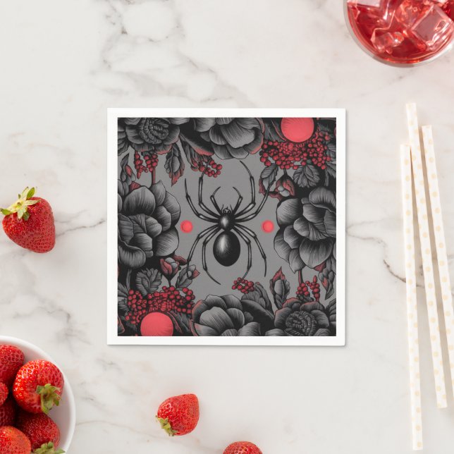 Spider Floral design Gothic style  Napkin (Insitu)