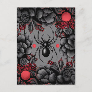 Spider Floral design Gothic style  Postcard