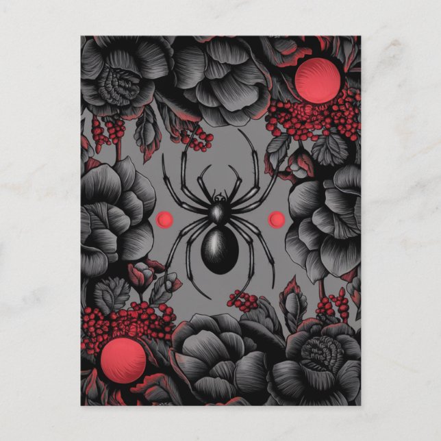 Spider Floral design Gothic style  Postcard (Front)