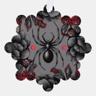 Spider Floral design Gothic style  Tree Decoration Card