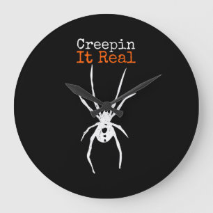 Spider G Funny Halloween Costume - Creepin It Real Large Clock