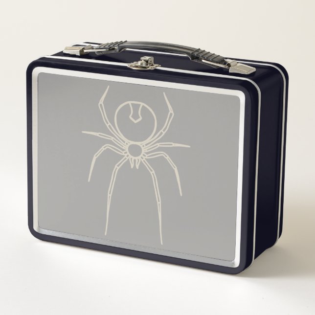 Spider - Ghost Grey and Bone White Metal Lunch Box (Front)