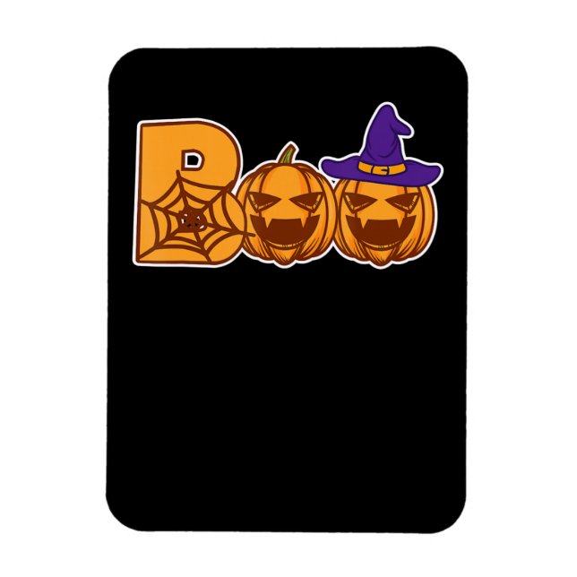 Spider Gift | Boo Halloween Pumpkin Faces Spider Magnet (Vertical)