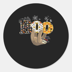 Spider Gift   Boo Halloween With Sloth Witch Hat Classic Round Sticker