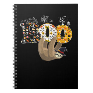 Spider Gift   Boo Halloween With Sloth Witch Hat Notebook