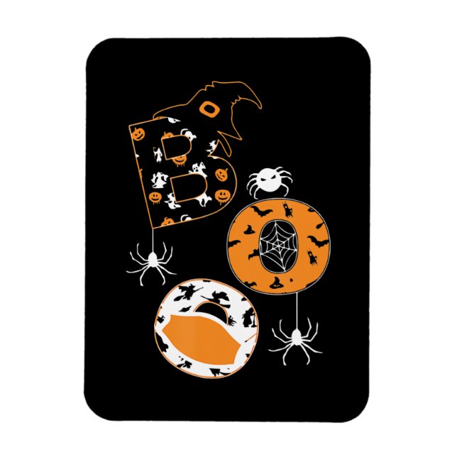 Spider Gift |Boo Mask Spider Witch Hat Pumpkin Magnet (Vertical)