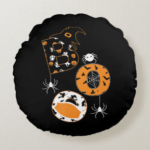 Spider Gift Boo Mask Spider Witch Hat Pumpkin Round Cushion