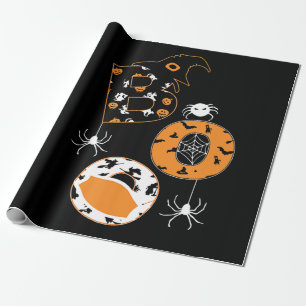 Spider Gift Boo Mask Spider Witch Hat Pumpkin Wrapping Paper
