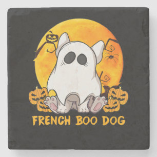 Spider Gift French Boo Bulldog With Pumpkin Spider Stone Coaster