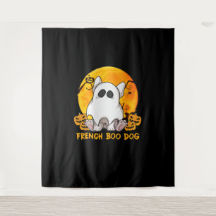 Spider Gift French Boo Bulldog With Pumpkin Spider Tapestry