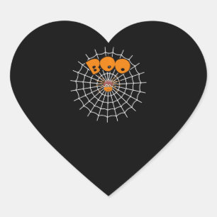 Spider Gift Funny Boo Spider Web Halloween Heart Sticker
