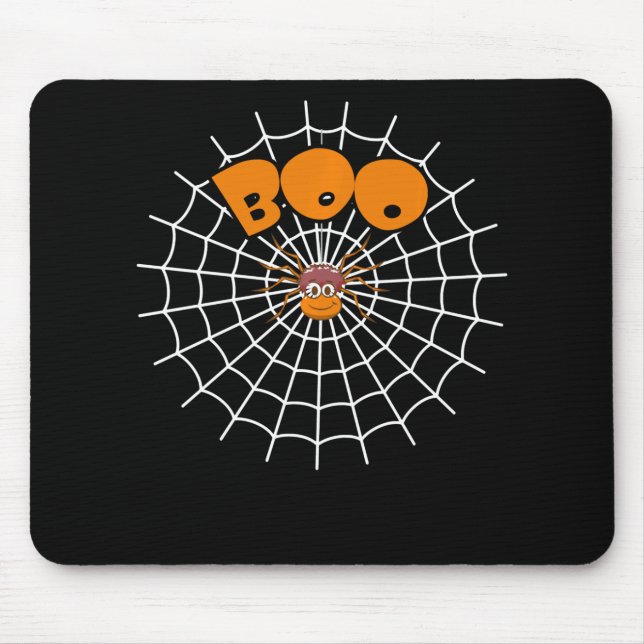Spider Gift | Funny Boo Spider Web Halloween Mouse Pad (Front)
