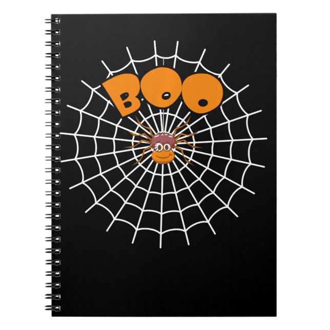 Spider Gift | Funny Boo Spider Web Halloween Notebook (Front)