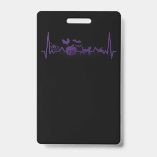 Spider Gift Funny Heartbeat Line Halloween ID Badge