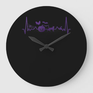 Spider Gift Funny Heartbeat Line Halloween Large Clock