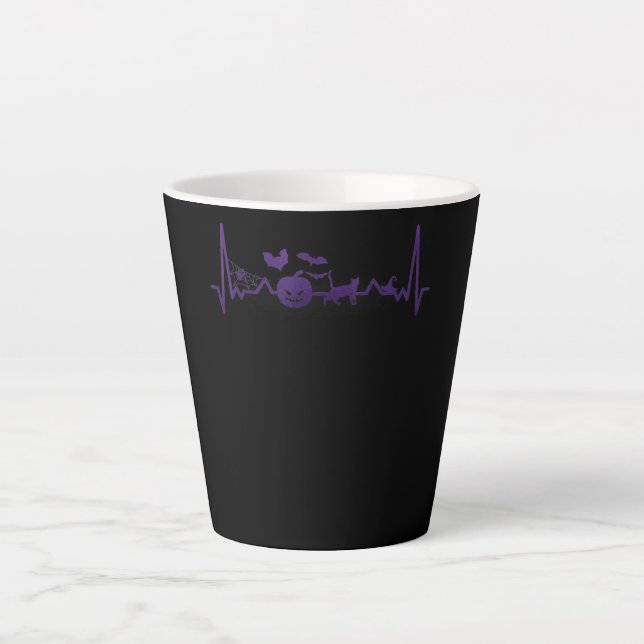 Spider Gift | Funny Heartbeat Line Halloween Latte Mug (Front)