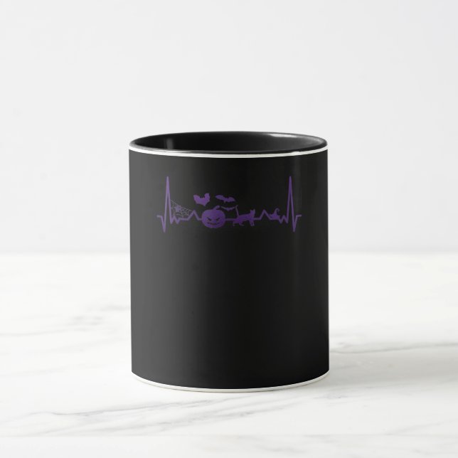 Spider Gift | Funny Heartbeat Line Halloween Mug (Center)