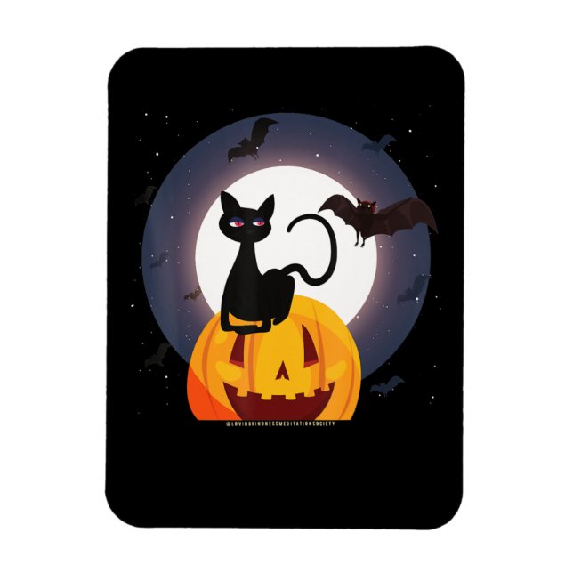 Spider Gift | Halloween Black Cat Spider Pumpkin Magnet (Vertical)