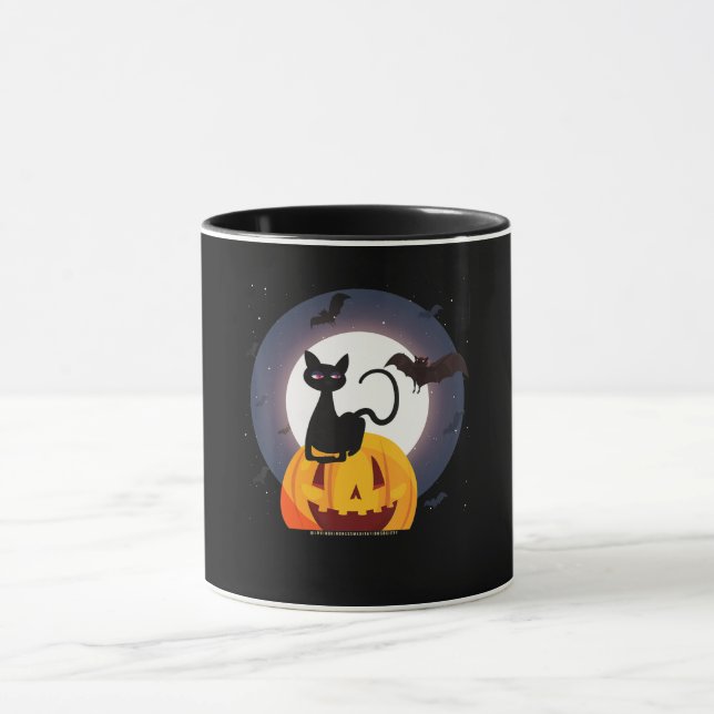 Spider Gift | Halloween Black Cat Spider Pumpkin Mug (Center)