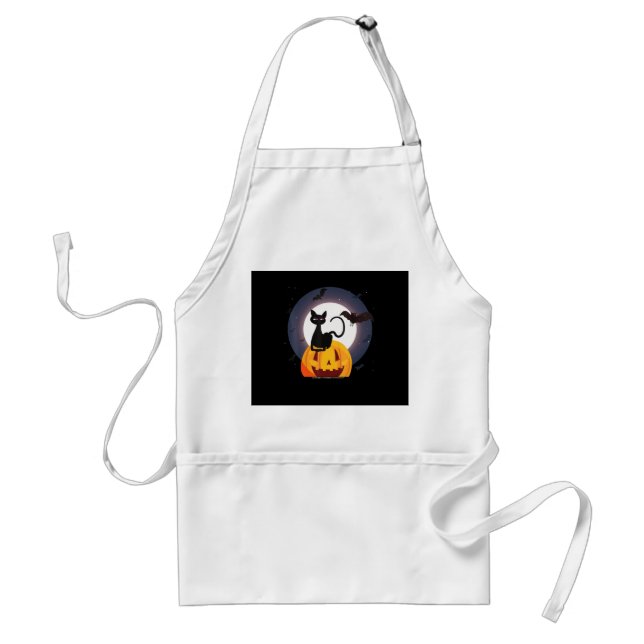 Spider Gift | Halloween Black Cat Spider Pumpkin Standard Apron (Front)