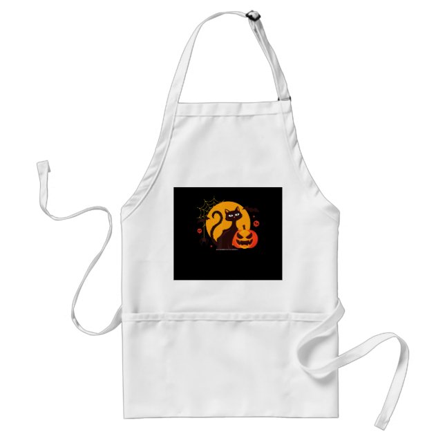 Spider Gift | Halloween Black Cat Spider Pumpkin Standard Apron (Front)