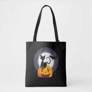 Spider Gift   Halloween Black Cat Spider Pumpkin Tote Bag