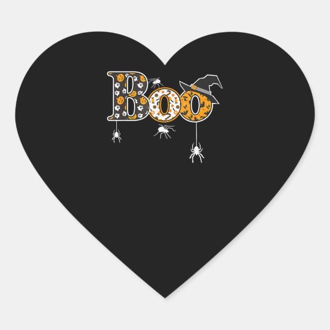Spider Gift | Halloween Boo Spider Heart Sticker (Front)