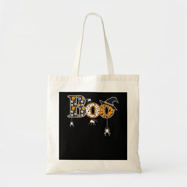 Spider Gift | Halloween Boo Spider Tote Bag (Front)